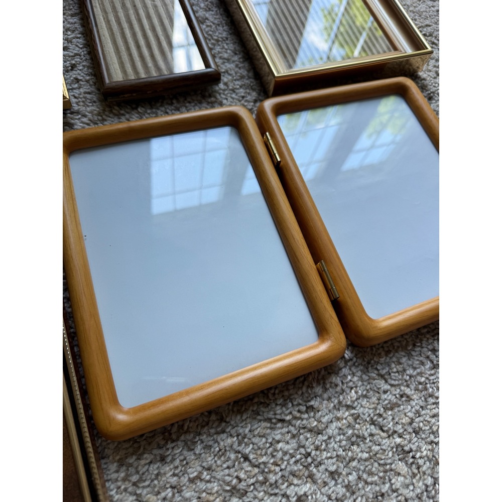 Vintage Mixed Picture Frame Lot 8pc Gold Wood Metal Tabletop Gallery Set - Picture 6 of 9